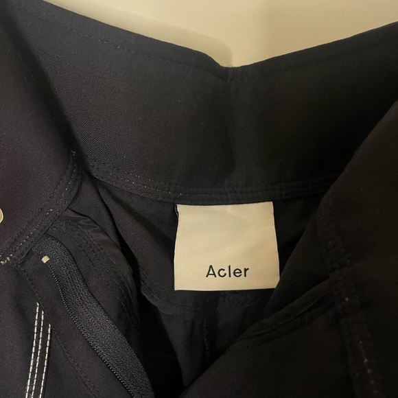 Acler Black Wide Leg Pants with White Stitching - Picture 8 of 8